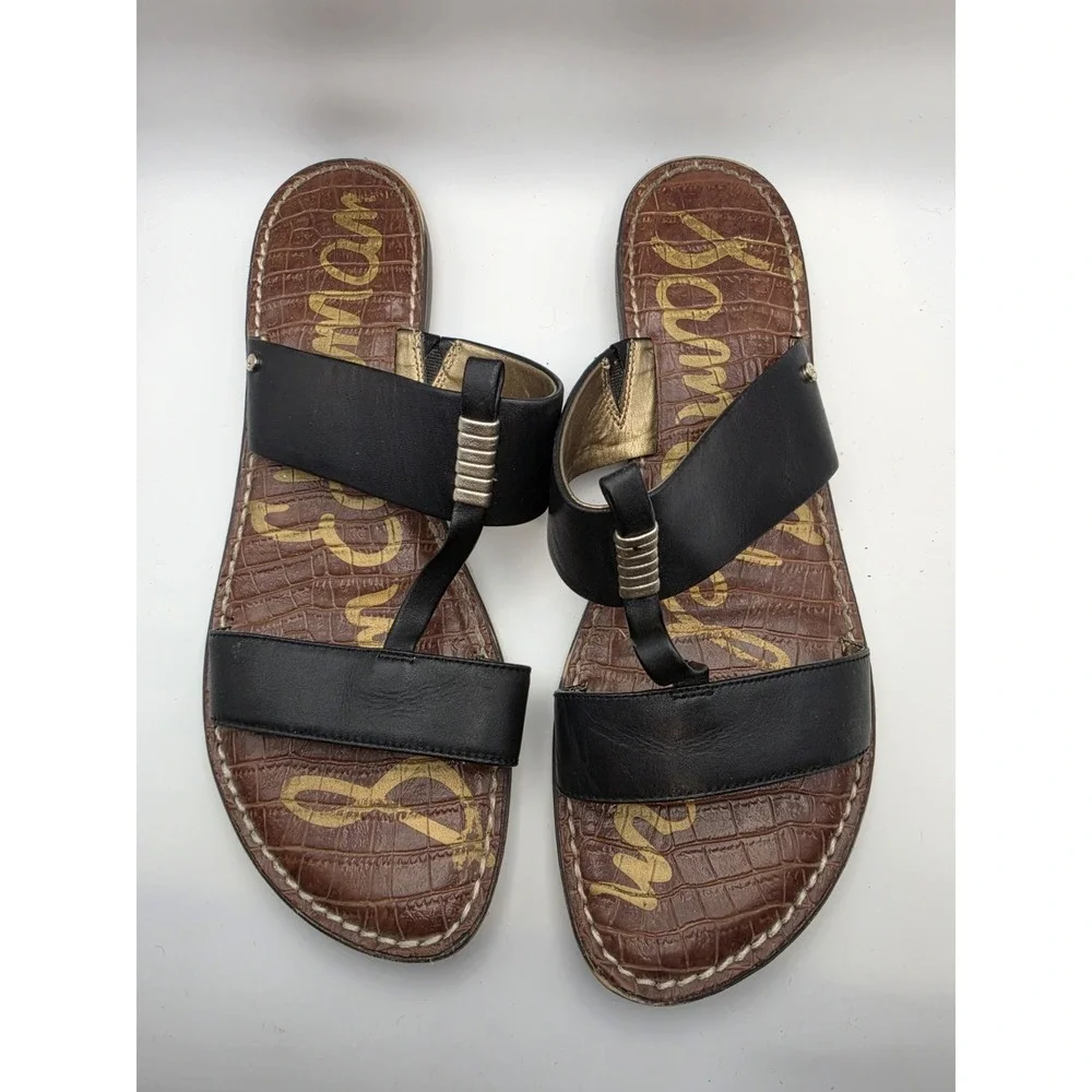 Sam Edelman Kane Slide Sandals Women's Sz 10 Black Leather Strappy Resort Boho